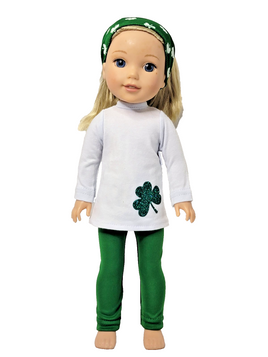 Irish Clover Pant Set Fits 14.5" Wellie Wisher American Girl Doll Clothing0
