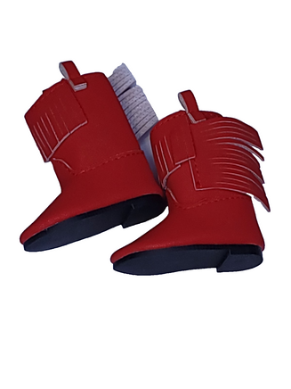 Red Fringe Cowboy Boots Fits 14.5" Wellie Wisher American Girl Doll Shoes2