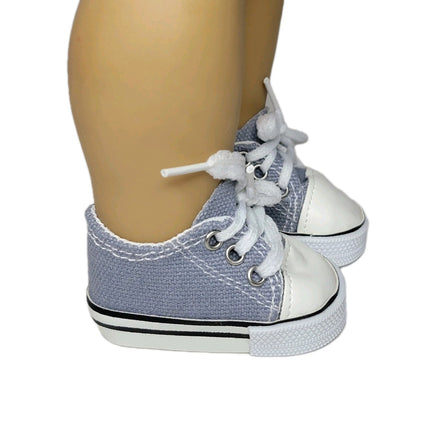 Grey Canvas Sneakers Fits 18" American Girl Doll Clothes Shoes0