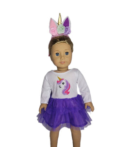 Purple Unicorn Dress Fits 18" American Girl Doll Clothes0