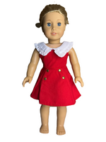 White Collared Red Dress Fits 18" American Girl Doll Clothing0