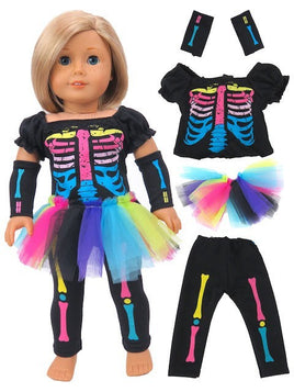 Electric Neon Skeleton Costume Fits 18" American Girl Doll Clothing0