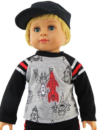 Rocket Ship Pant Set Fits 18" American Boy Girl Doll Clothing1