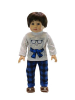 Blue Plaid Bear Pajamas Fits 18" American Boy Girl Doll Clothing0