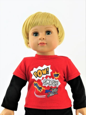 Super Pup Long Sleeve T-Shirt Fits 18" American Boy Girl Doll Clothing0