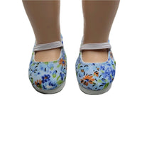 Blue Floral Slip On Shoes Fits 14.5" Wellie Wisher American Girl Doll Shoes1
