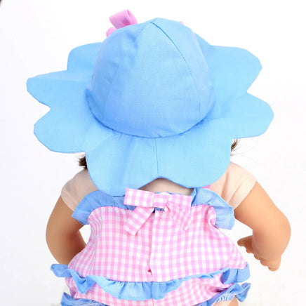 Gingham Summer Romper & Hat Fits 15" Bitty Baby American Girl Doll Clothing2