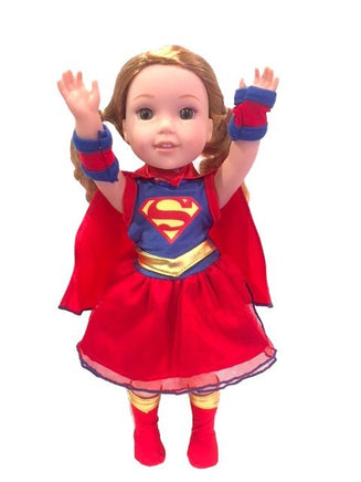 Super Girl Hero Costume Fits 14.5" Wellie Wisher American Girl Doll Clothing1