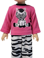 Hot Pink Zebra Pajama Set Fits 14.5" Wellie Wisher American Girl Doll Clothing1