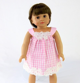 Pink And White Checkered Dress Fits 18" American Girl Doll Clothing0