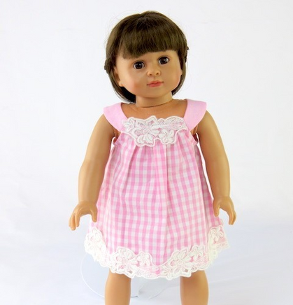 Pink And White Checkered Dress Fits 18" American Girl Doll Clothing0