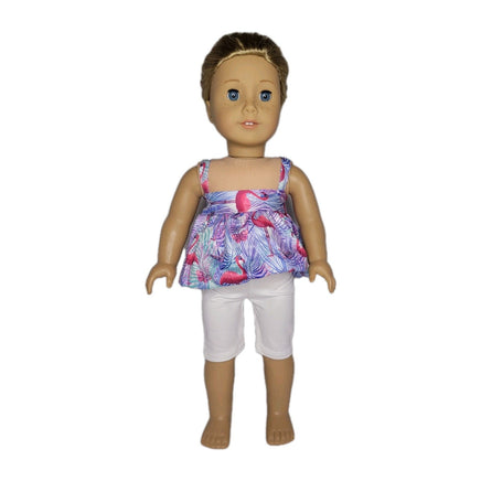 Colorful Pink Flamingo Capri Pant Set Fits 18" American Girl Doll Clothes0