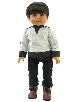 Black And Light Grey Pant Set Fits 18" American Boy Girl Doll Clothing0