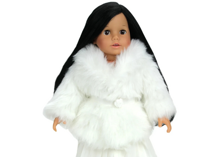 White Faux Fur Dress Coat Fits 18" American Girl Doll Clothes0