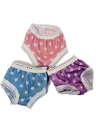 Star Underwear 3 pack Fits 14.5" Wellie Wisher American Girl Doll Clothing1