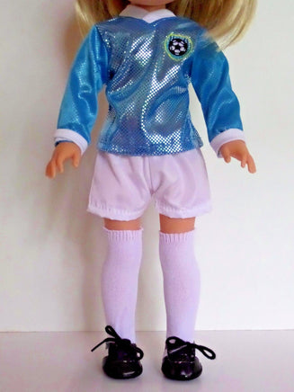 Blue Soccer Outfit Shoes Fits Wellie Wishers 14.5" American Girl Clothes3