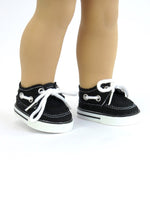 Black Boat Shoes Fits 18" American Boy Girl Doll Shoes0