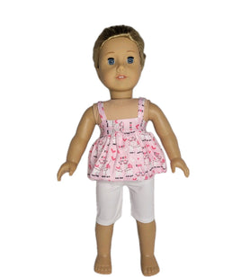 Pink Llama Capri Pant Set Fits 18" American Girl Doll Clothes0