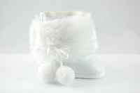 White Pom Boots With Fur Fits 18" American Girl Doll Clothing Shoes1