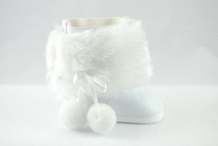 White Pom Boots With Fur Fits 18" American Girl Doll Clothing Shoes1