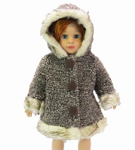 Brown Fuzzy Coat With Trim Fits 18" American Girl Doll Clothing0