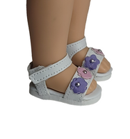 Pink And Purple Flower Sandals Fits 14.5" Wellie Wisher American Girl Doll Shoes2
