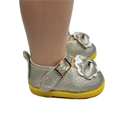 Silver Mary Jane Dress Shoes Fits 14.5" Wellie Wisher American Girl Doll Shoes2