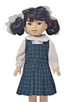 Navy Plaid Jumper Dress Fits 14.5" Wellie Wisher American Girl Doll Clothing0
