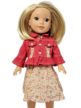 Floral Western Dress Jacket Fits 14.5" Wellie Wisher American Girl Doll Clothing0