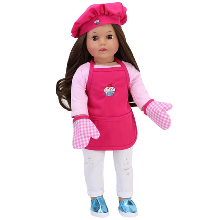 Cupcake Apron Hat Oven Mitts Fits 18" American Girl Doll Accessories Food Play 1