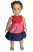 Red White Blue Tiered Stars Plaid Dress Fits 18" American Girl Doll Clothing0