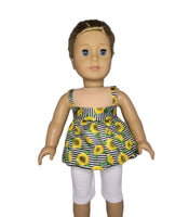 Sunflowers Capri Pant Set Fits 18" American Girl Doll Clothes1