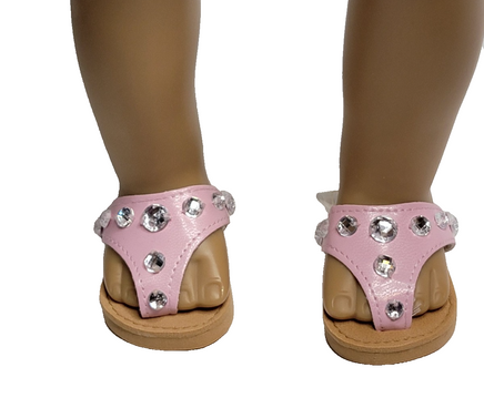 Pink Rhinestone Flip Flop Sandals Fits 18" American Girl Doll Clothing Shoes1