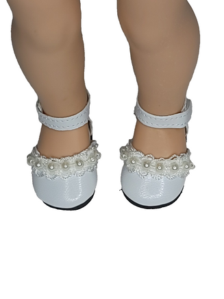 White Pearl Dress Shoes Fits 14.5" Wellie Wisher American Girl Doll Shoes1