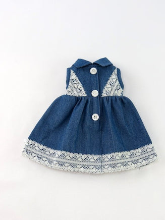 Denim Lace Dress Fits 14.5" Wellie Wisher American Girl Doll Clothing1