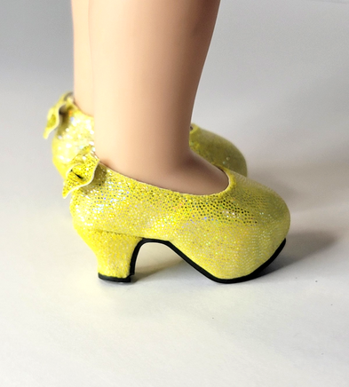 Yellow Back Bow High Heel Shoes Fits 14.5" Wellie Wisher American Girl Doll Shoe0
