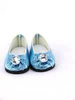 Teal Metallic Gem Flat Shoes Fits 14.5" Wellie Wisher American Girl Doll Shoes1
