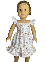 White Summer Dress With Pink Flowers Fits 18" American Girl Doll Clothing0