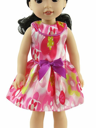 Floral Sleeveless Dress Fits 14.5" Wellie Wisher American Girl Doll Clothing1