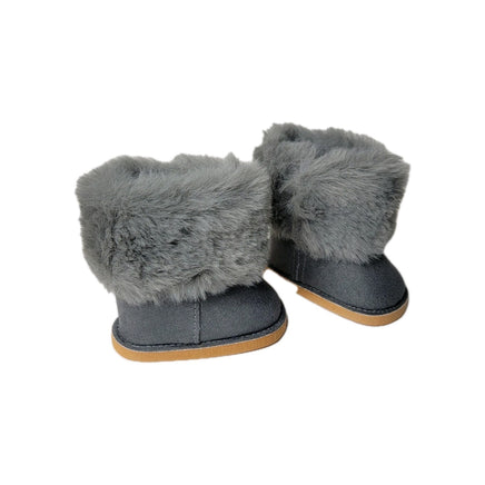 Grey Fur Boots Fits 18" American Girl Doll Clothes Shoes1