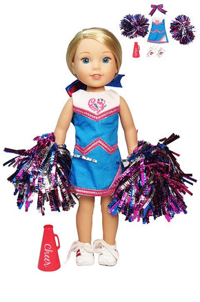 Blue and Pink Cheerleader Fits 14.5" Wellie Wisher American Girl Doll Clothing0