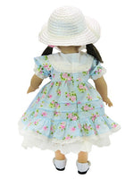 Blue Floral Dress And Hat Fits 18" American Girl Doll Clothing1