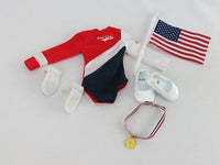 USA Gymnastics Leoptard 5pc Fits 14.5" Wellie Wisher American Girl Doll Clothes1