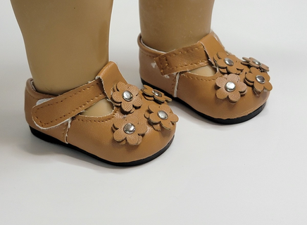 Brown Flower Dress Shoes Fits 18" American Girl Doll Clothing Shoes1