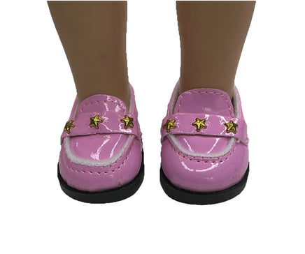 Pink Star Loafers Fits 14.5" Wellie Wisher American Girl Doll Shoes.0