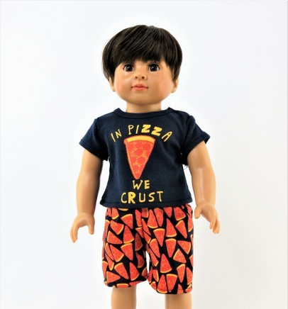 In Pizza We Crust Short Set Fits 18" American Girl Doll Clothing0