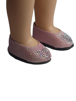 Pink Rhinestone Heart Flats Fits 14.5" Wellie Wisher American Girl Doll Shoes1