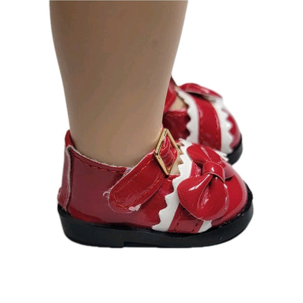 Red Bow Mary Jane Dress Shoes Fits 14.5" Wellie Wisher American Girl Doll Shoes2