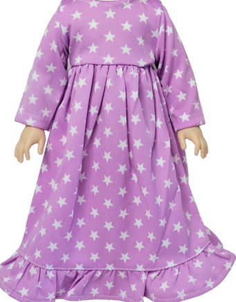 Lavender Star Nightgown Fits 14.5" Wellie Wisher American Girl Doll Clothing1