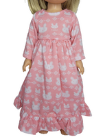 Pink Bunny Nightgown Fits 14.5" Wellie Wisher American Girl Doll Clothing1